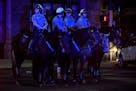 Mounted Minneapolis Police officers were deployed around bar closing time downtown in September 2017.