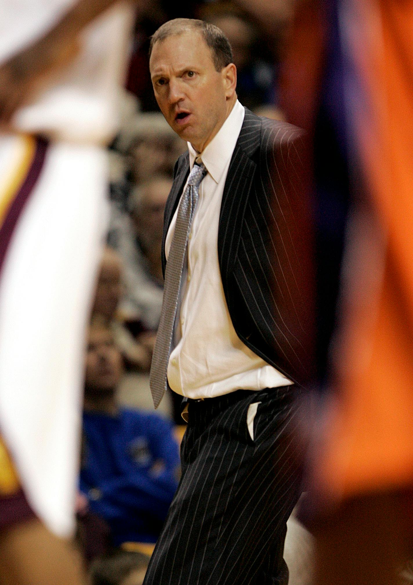 CARLOS GONZALEZ � cgonzalez@startribune November 29, 2006 - Williams Arena � Minneapolis, MN � University of Minnesota vs. Clemson � Minnesota head coach Dan Monson, in the 2nd half of Wednesday night�s game. Clemson beat Minnesota by a final score of 90-68.