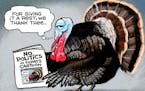 Sack cartoon: Just talking turkey