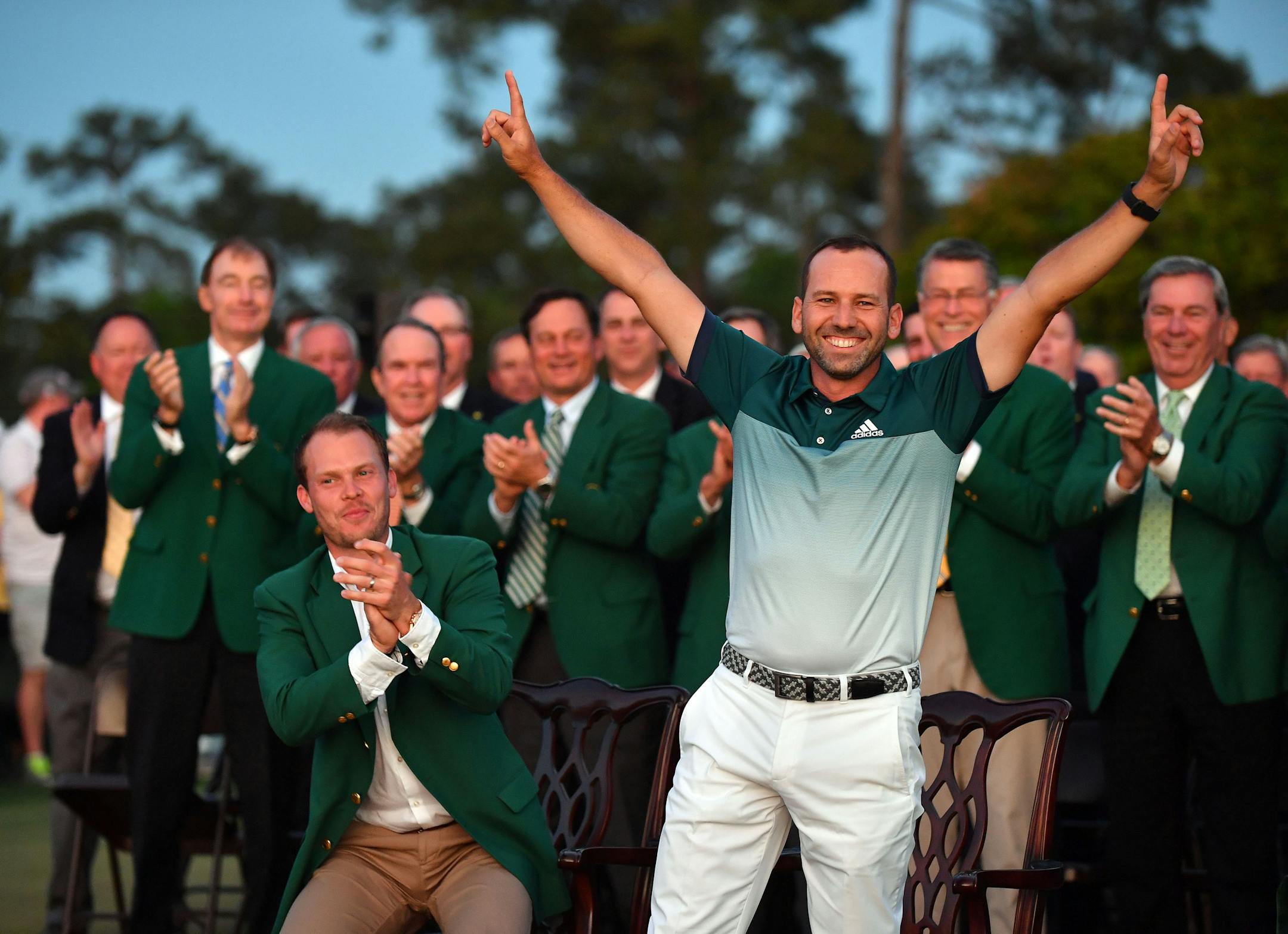 Sergio Garcia claimed the green jacket with a birdie on the first hole of a sudden-death playoff with Justin Rose. The two sparred all day after going off in the final group tied for the lead. Garcia had a three-shot advantage early, and Rose led by two after 11 holes.