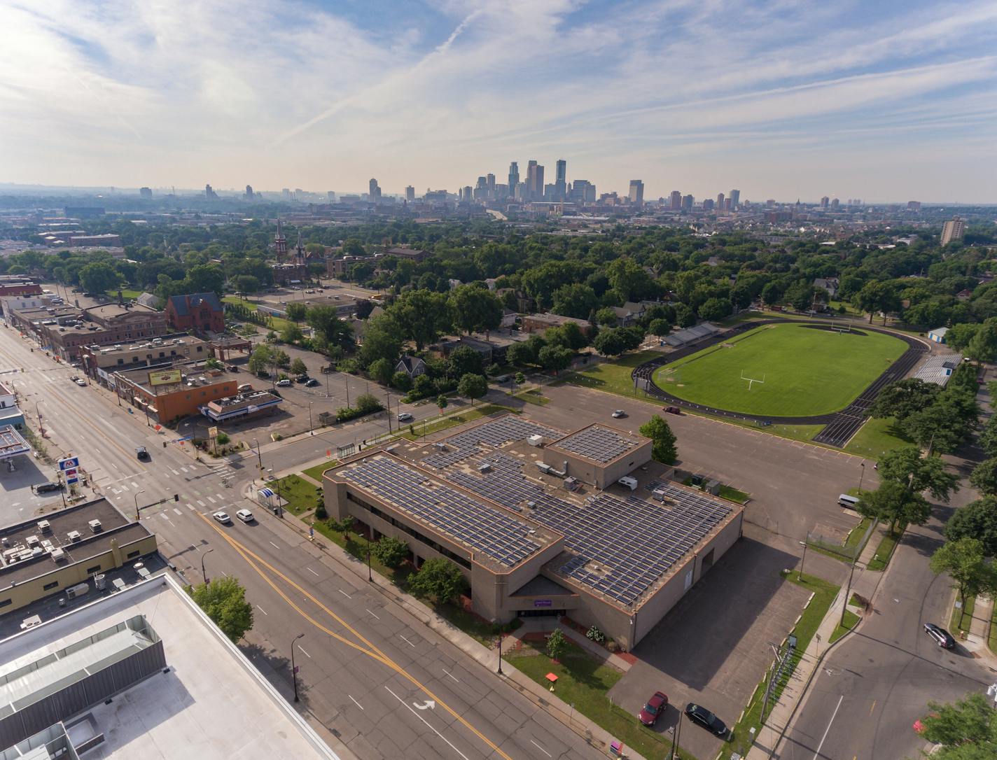 An overhead view of Cooperative Energy Future's Shiloh community solar garden in Minneapolis. (Provided photo)