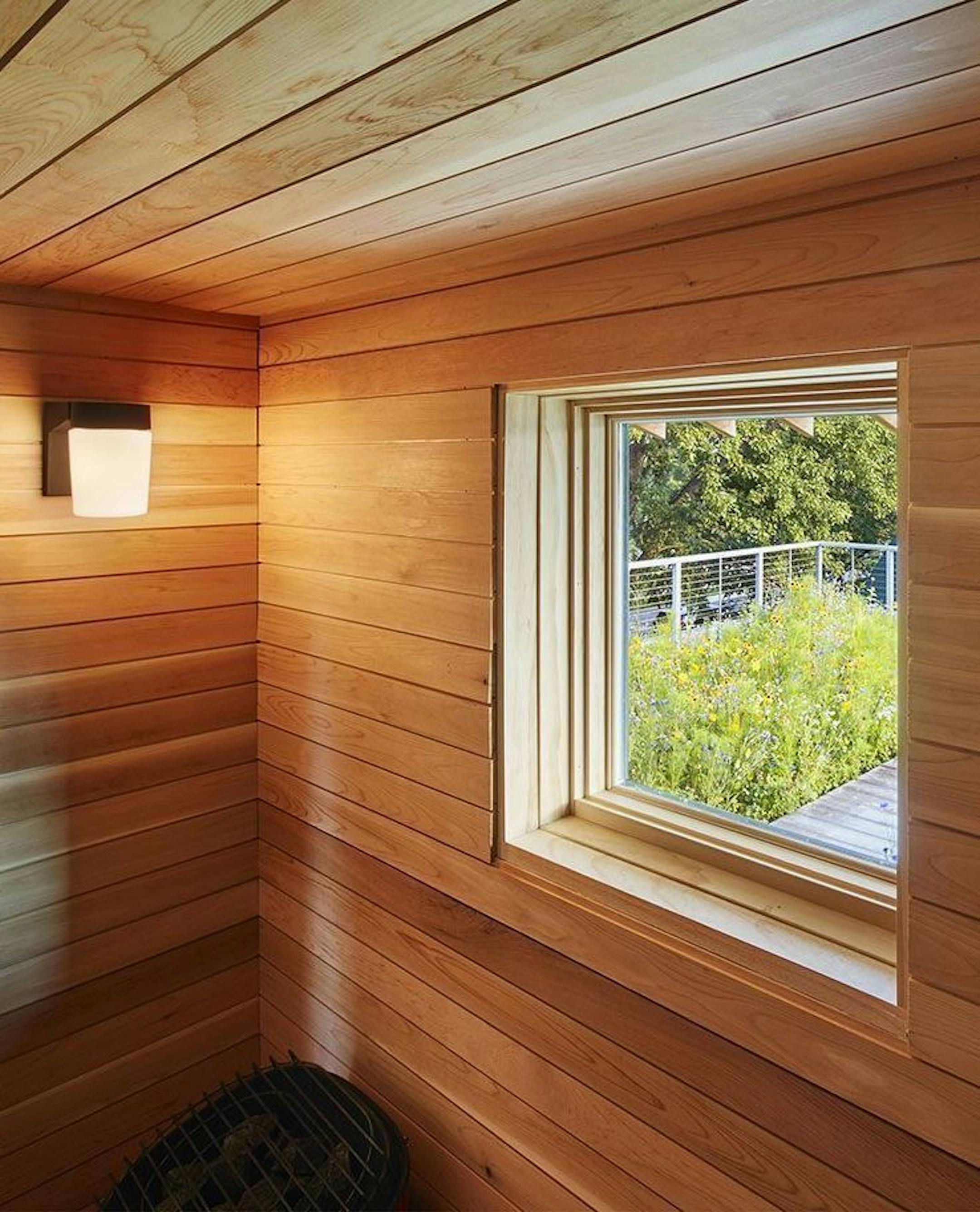 The interior of the sauna.