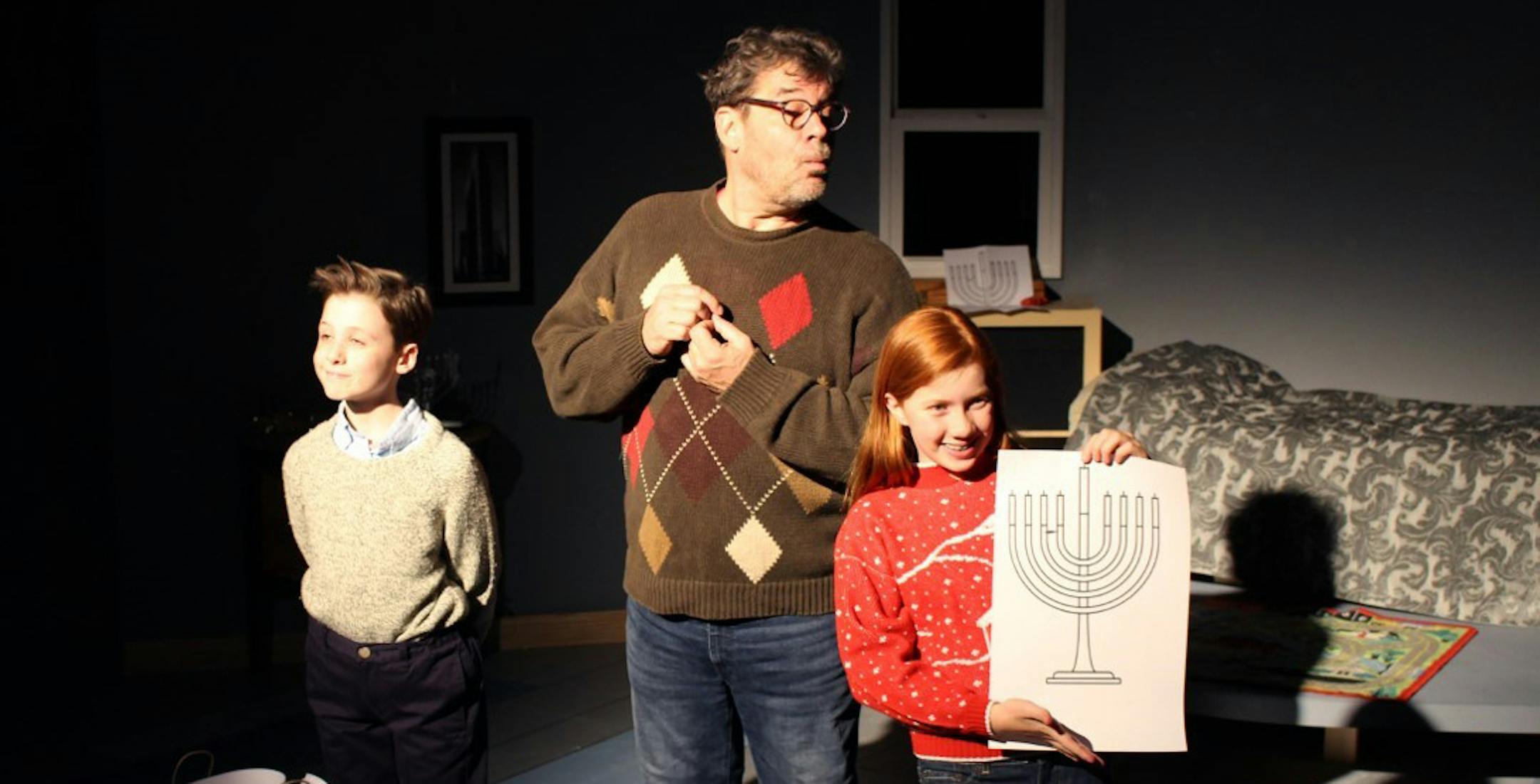 Lim Beck-O'Sullivan, Lee H. Adams and Natty Woods in "Hanukkah Lights in the Big Sky."
Photo provided by Minnesota Jewish Theatre Company