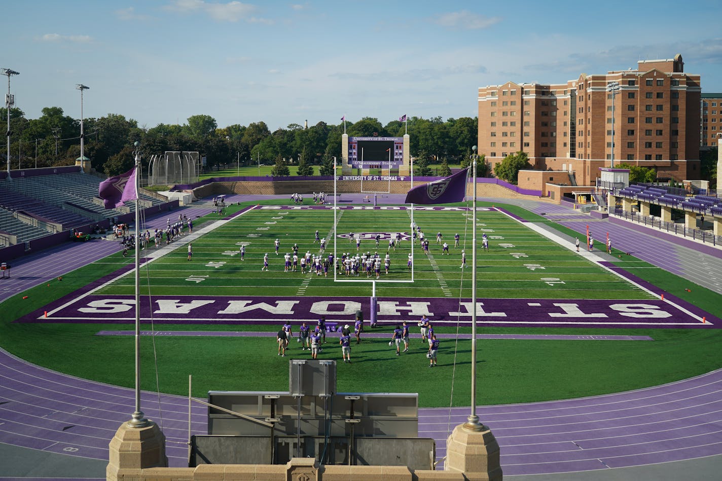 St. Thomas football held practice inside O'Shaughnessy Stadium on Wednesday, Sept. 1, 2021.