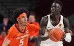 Minnesota guard Both Gach looked to take a shot as Illinois guard Andre Curbelo raced to defend