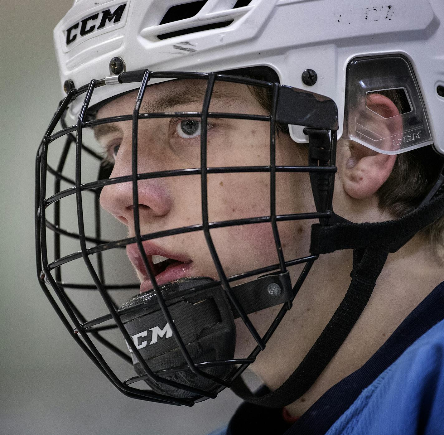 Bryce Brodzinski of Blaine during practice. ] CARLOS GONZALEZ &#x2022; cgonzalez@startribune.com &#x2013; Blaine, MN &#x2013; March 3, 2019, Blaine, High School / Prep Hockey, Bryce Brodzinski