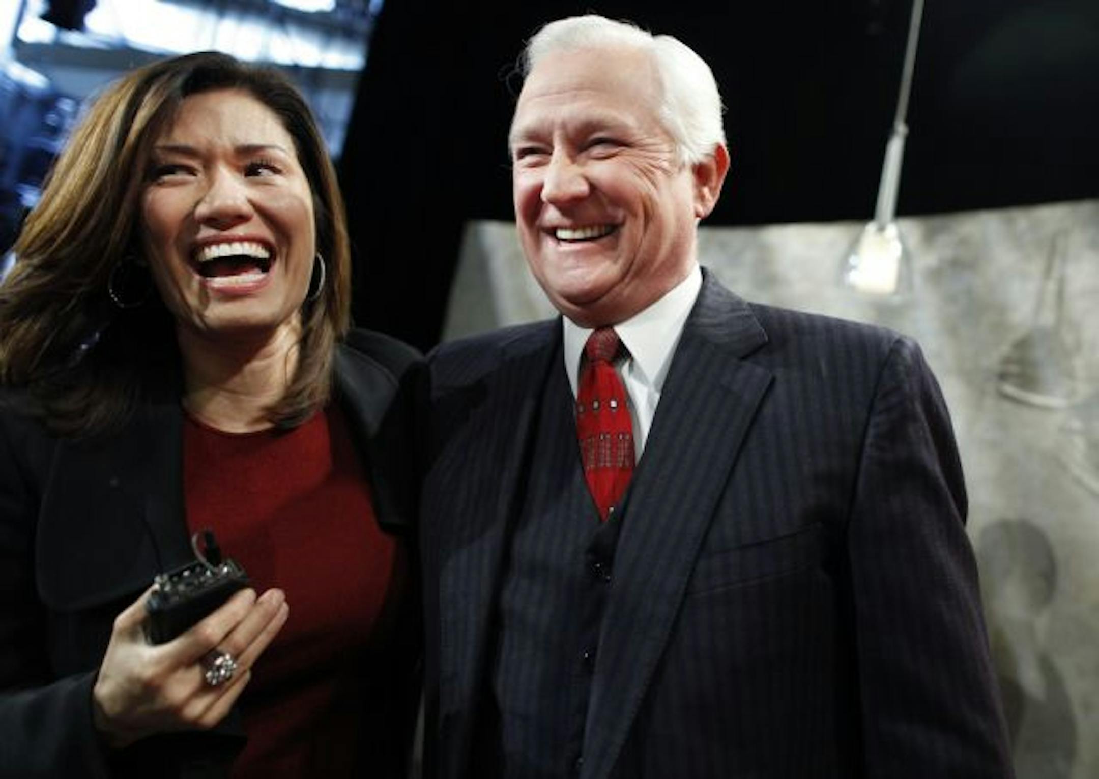 Amelia Santaniello got teary-eyed after a press conference where WCCO anchor Don Shelby announced his retirement as anchor of the ten o'clock news after a 32-year run.