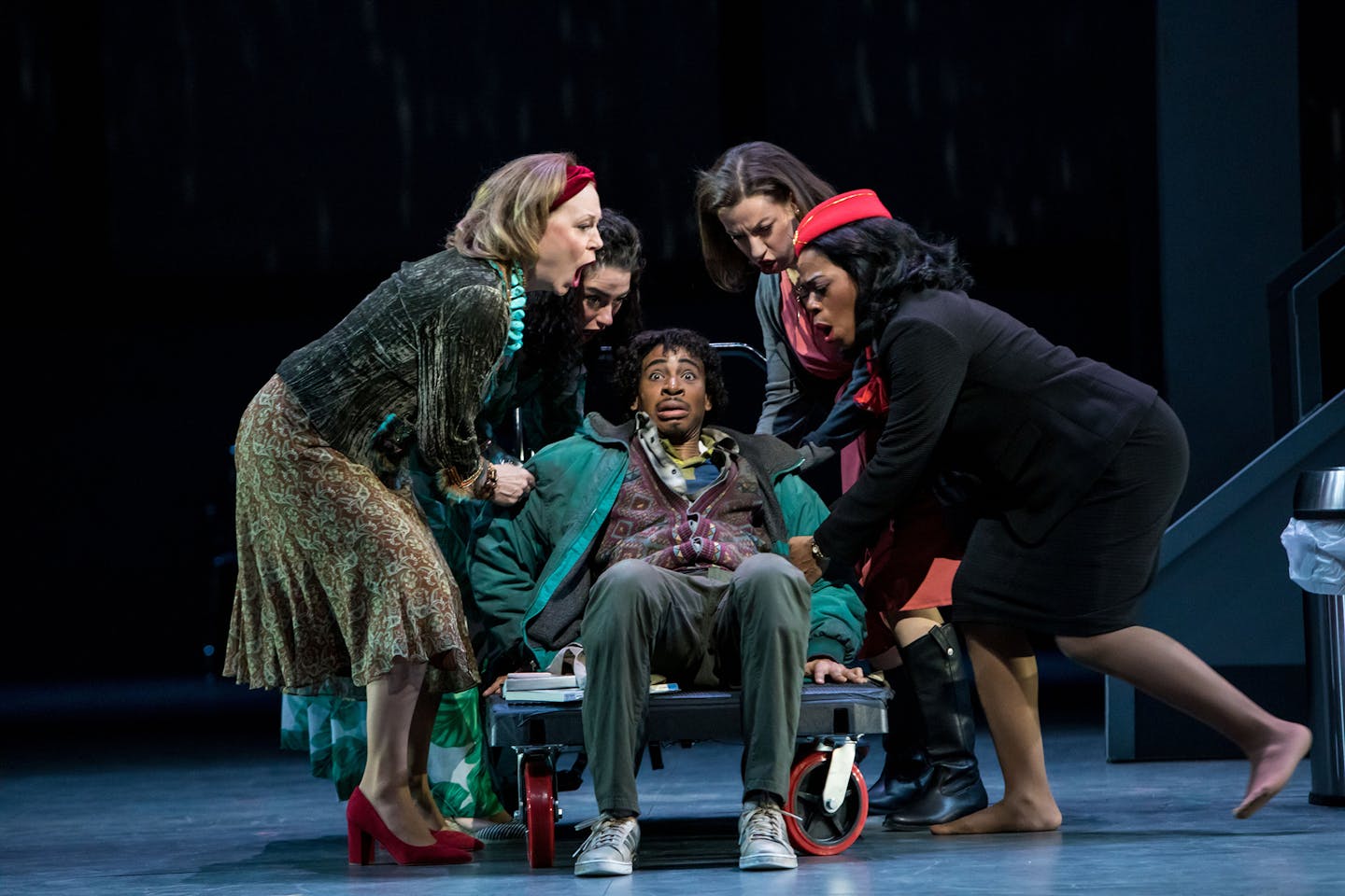 Cortez Mitchell as Refugee in Minnesota Opera&#x2019;s staging of Flight. Dan Norman photo