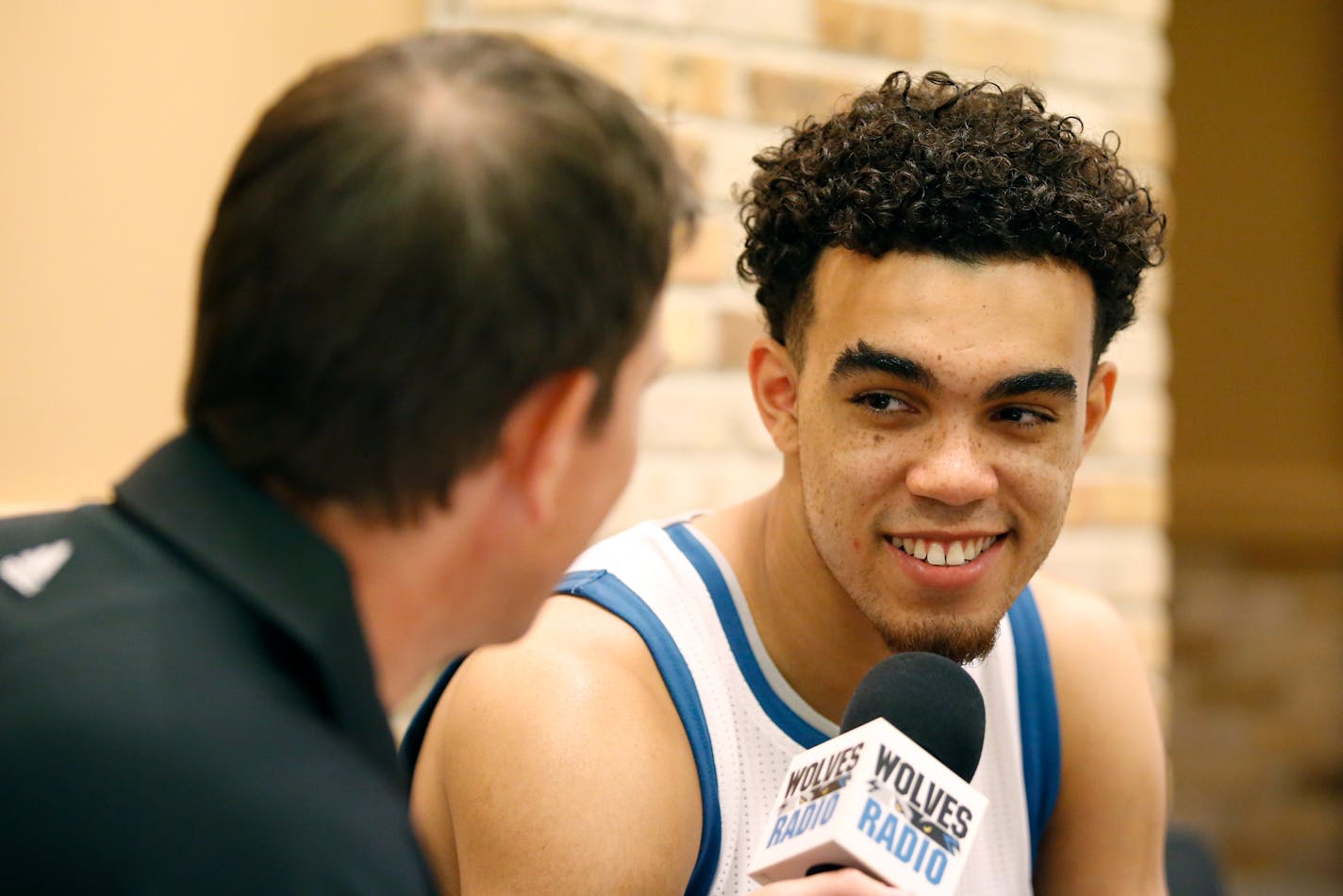 Rookie guard Tyus Jones, shown at Timberwolves media day on Monday, has an opinion on how a Wolves youngsters vs. vets matchup would play out.