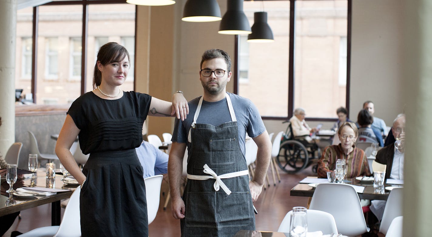 Chef de cuisine Adam Eaton, right, and general manager Laurel Elm at Saint Dinette in St. Paul.