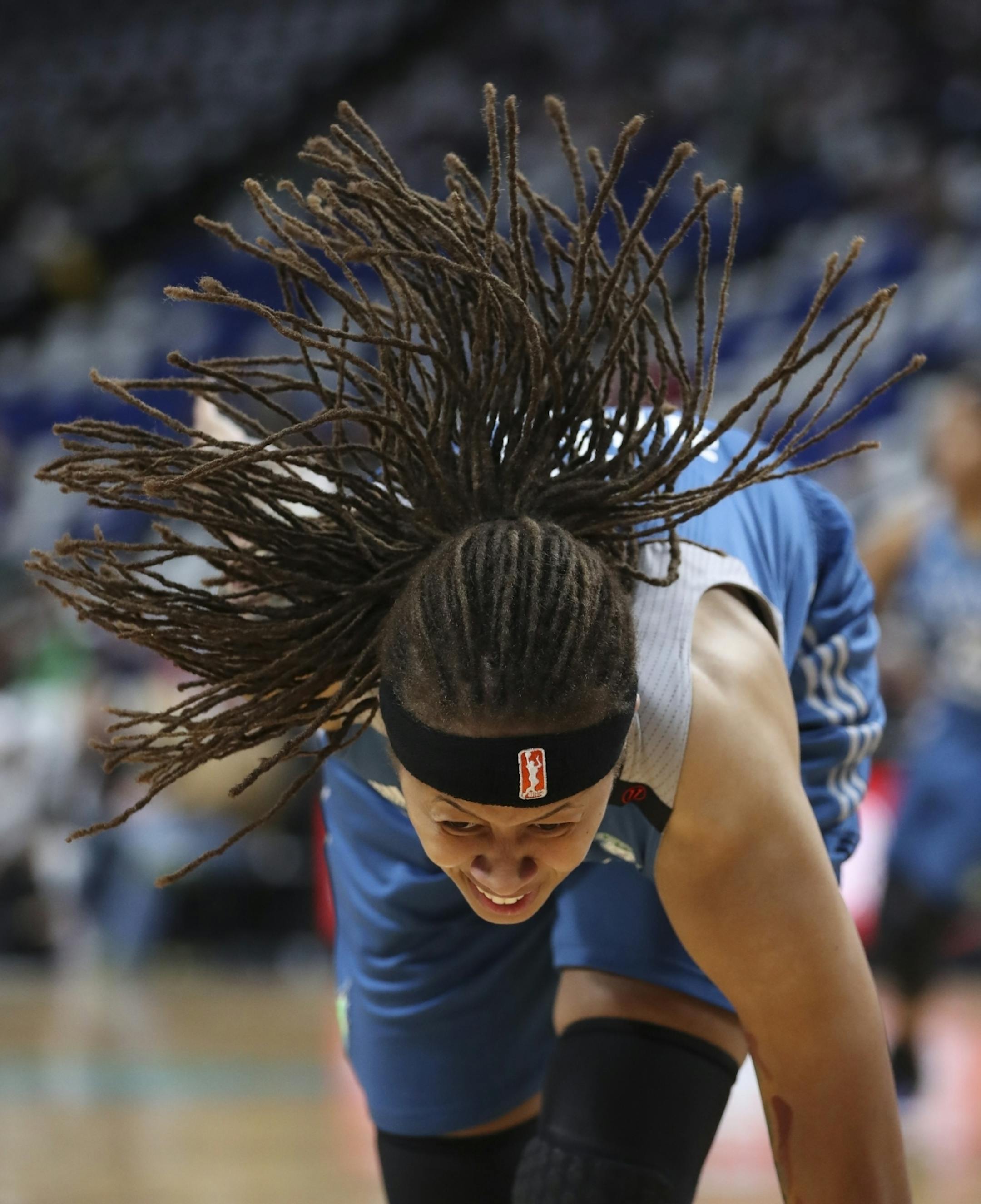 Minnesota Lynx guard Seimone Augustus' braids were flying as she struggled to maintain her balance in the first quarter.