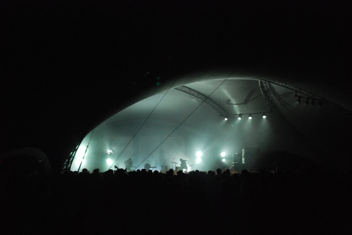 The Dells, a big tent on the hilltop at Eaux Claires, lit up the night as Beach House wound down the festl late Saturday with an alternately cool and fiery set.