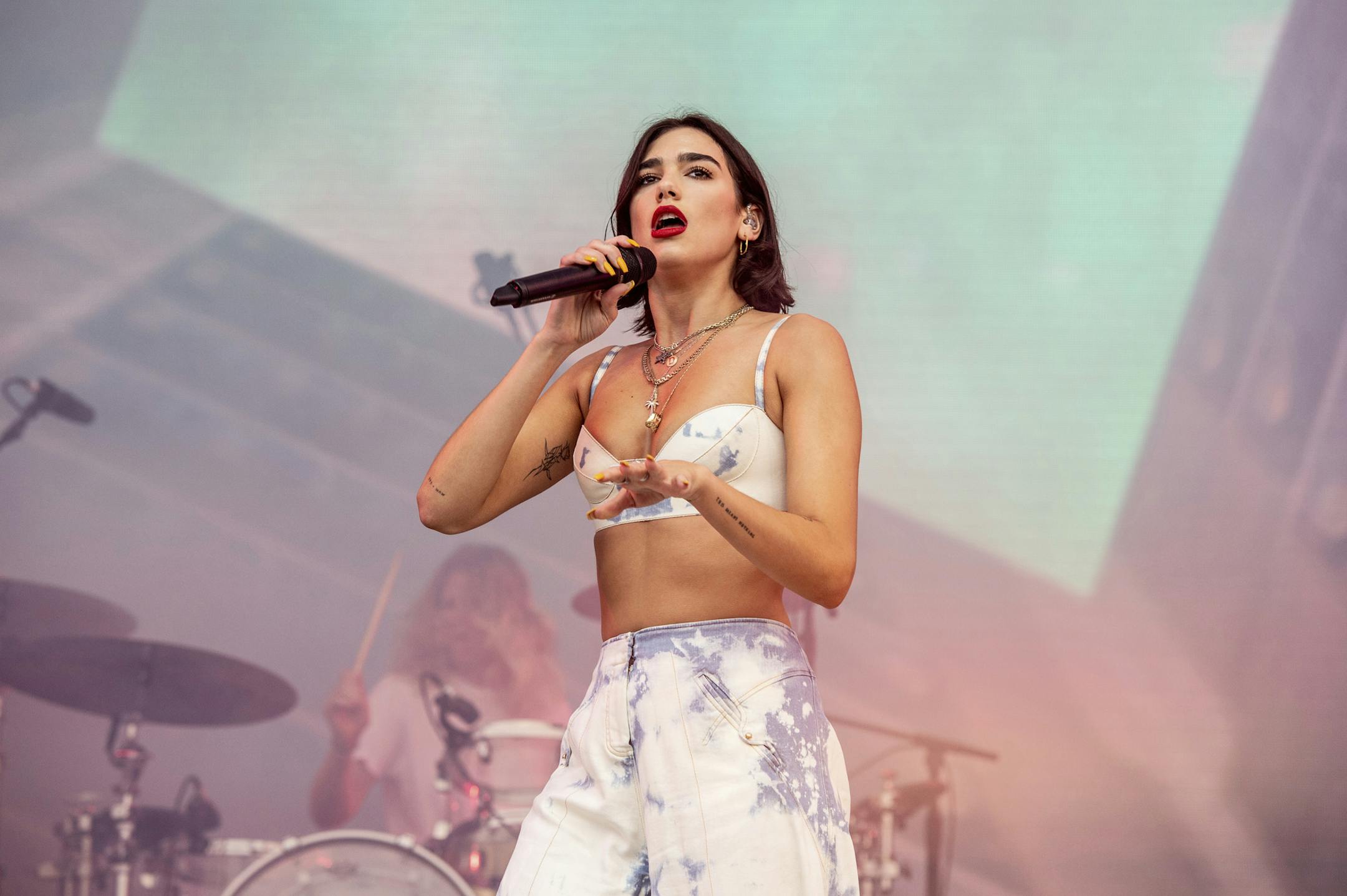 Dua Lipa performs at the Bonnaroo Music and Arts Festival on Sunday, June 10, 2018, in Manchester, Tenn. (Photo by Amy Harris/Invision/AP)