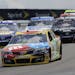 Kyle Busch (18) leads a group of racers during a NASCAR Sprint Cup Series auto race at The Glen Sunday,
