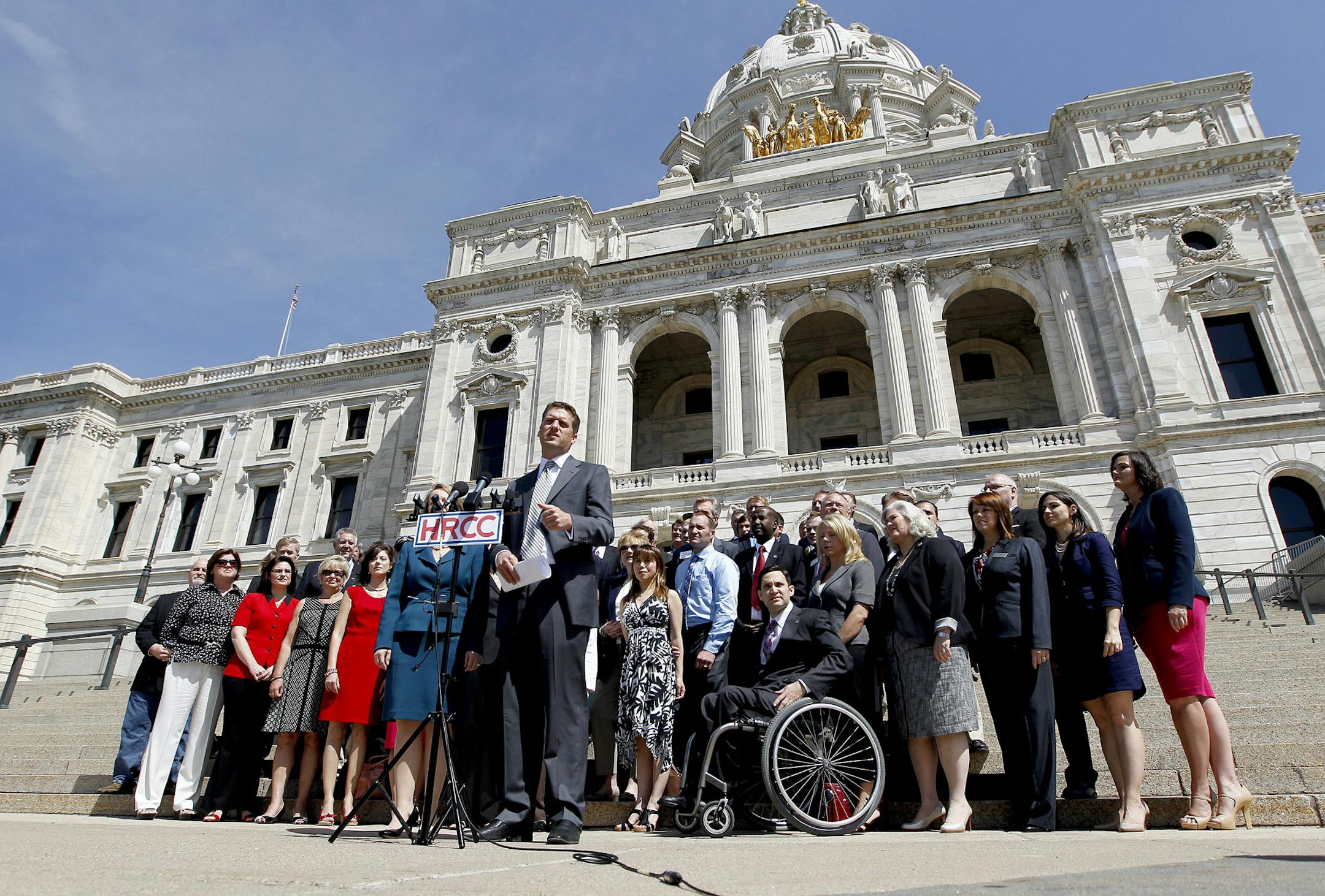 Kurt Daudt, House Minority Leader, introduced the House Republican candidates in front of the Capitol before they filed for office at the Office of the Secretary of State, Thursday, May 29, 2014 in St. Paul, MN. ] (ELIZABETH FLORES/STAR TRIBUNE) ELIZABETH FLORES • eflores@startribune.com