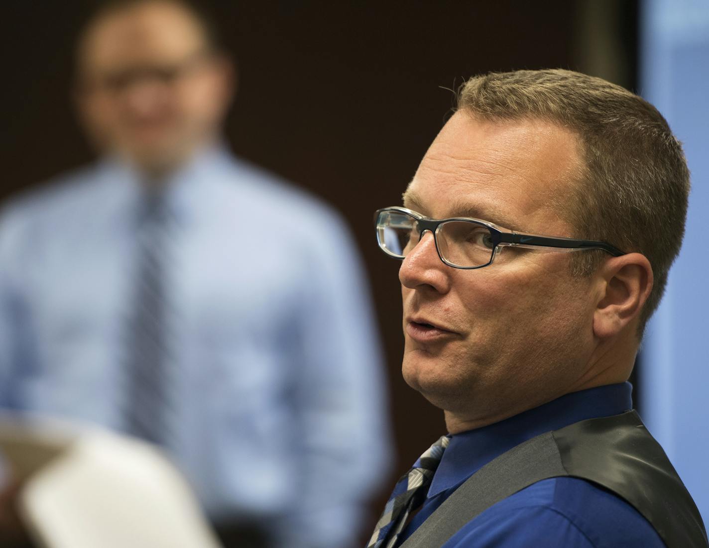 City Manager Dean Lotter speaks on a point of discussion during a work session held at New Brighton City Hall on Tuesday. ] Isaac Hale &#xef; isaac.hale@startribune.com The New Brighton City Council held a work session at New Brighton City Hall on Tuesday, June 7, 2016, to discuss their strategic plan and admin work plan review.