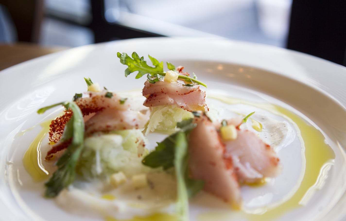 Paprika-cured Spanish mackerel at Brasserie Zentral in Minneapolis September 26, 2014. (Courtney Perry/Special to the Star Tribune)