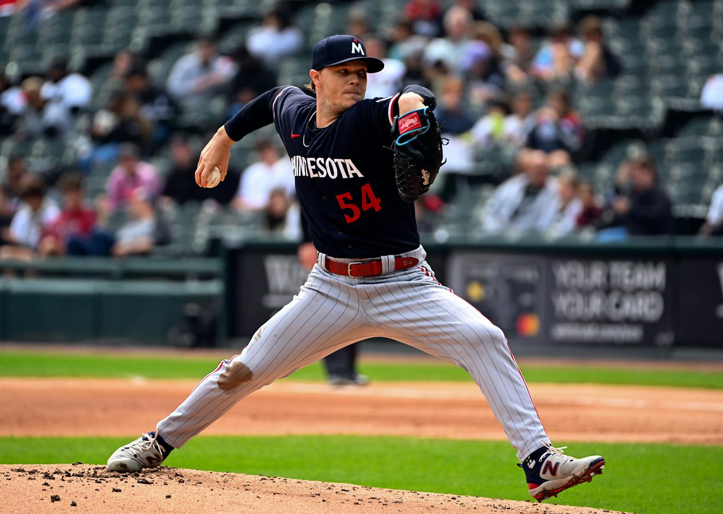 Sonny Gray (54) of the Minnesota Twins throws a pitch during the first inning against the Chicago White Sox at Guaranteed Rate Field on Sunday, Sept. 17, 2023, in Chicago. (Nuccio DiNuzzo/Getty Images/TNS) ORG XMIT: 90300212W