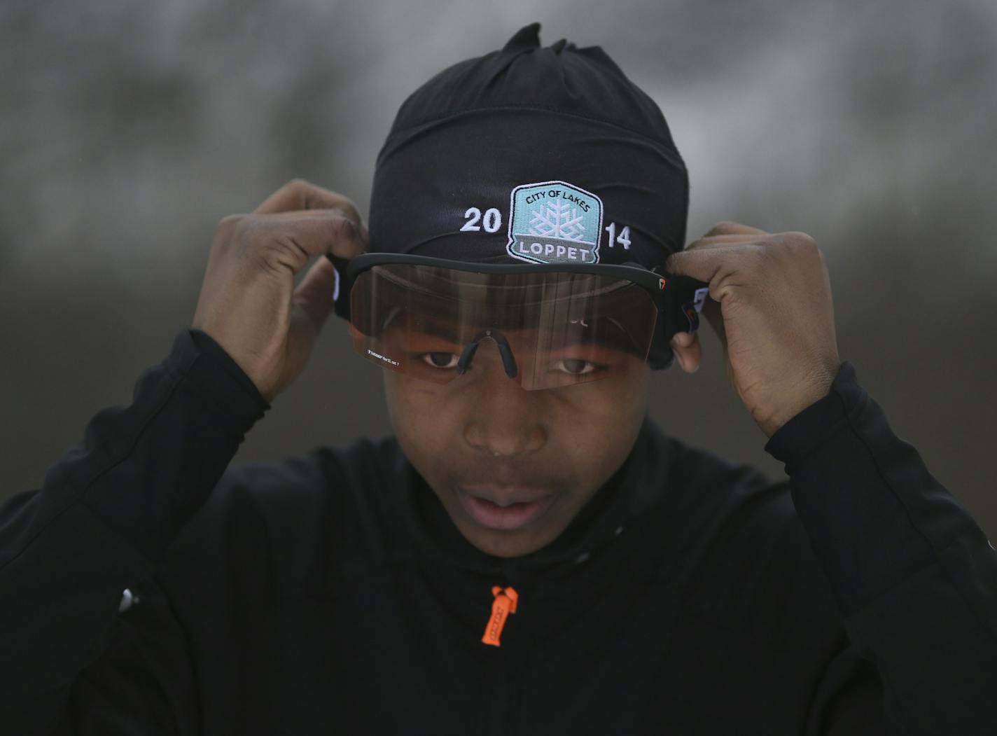 Raequan Wilson, 16, from Minneapolis South High School, pulled on his goggles before heading out to ski at Theodore Wirth Park Tuesday afternoon. ] JEFF WHEELER &#x201a;&#xc4;&#xa2; jeff.wheeler@startribune.com In addition to sponsoring a ski race, The Loppet Foundation also has a program that encourages middle school students to try cross country skiing. They sponsor a team at Nellie Stone Johnson Middle School which held a practice at Theodore Wirth Park in Minneapolis Tuesday afternoon, Janua