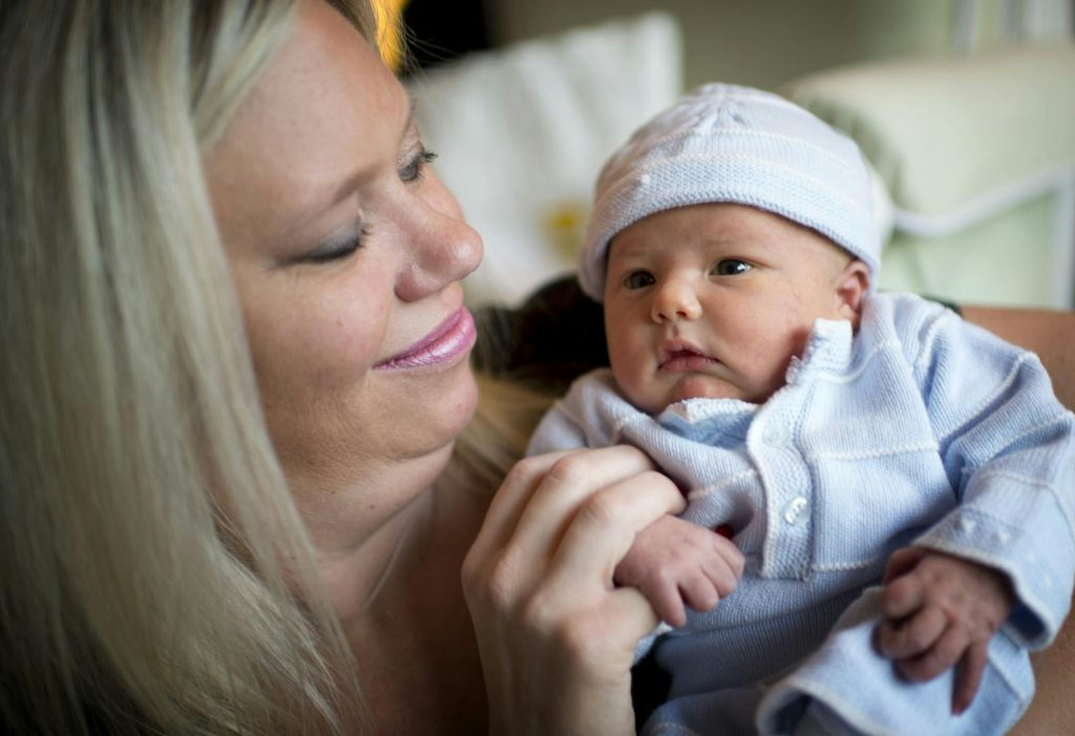 Tammy was happy to be home with Cody who got a fresh outfit and a new pair of socks. Tammy Van Dyke gave birth to her second son, Cody, on Monday Dec. 3. On Wednesday, shortly before she was to take him home, she learned there had been a mixup overnight - someone had put Cody in the wrong bassinet, and he had been wheeled to another mother (who had given birth to twins) and was breast-fed for a short time before the other woman noticed the baby's hospital ID had Tammy's name on it. Thursday, Dec