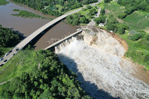 The Rapidan Dam on Monday morning as seen from drone footage.