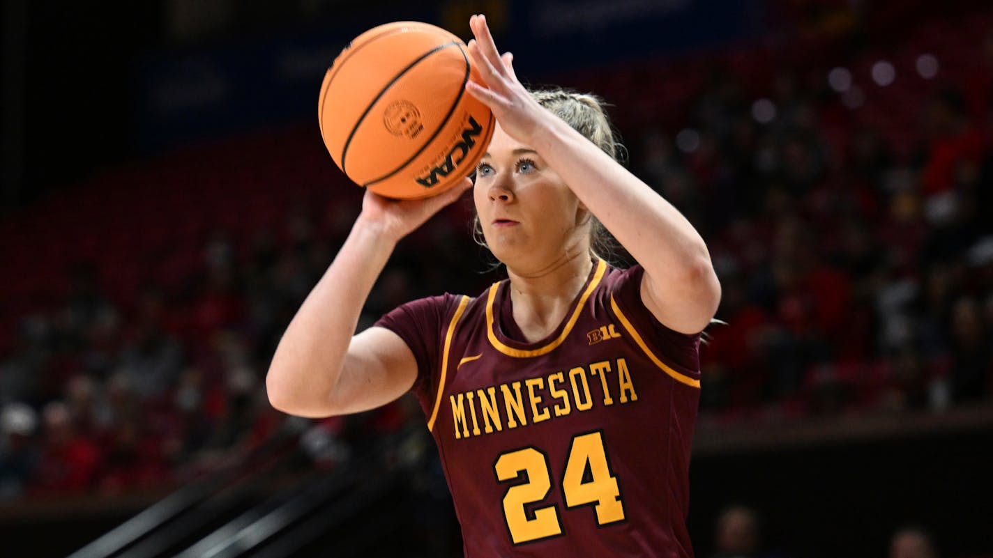 Minnesota's Mallory Heyer in an NCAA college basketball game, Friday, Dec. 30, 2022, in College Park, Md. (AP Photo/Gail Burton)