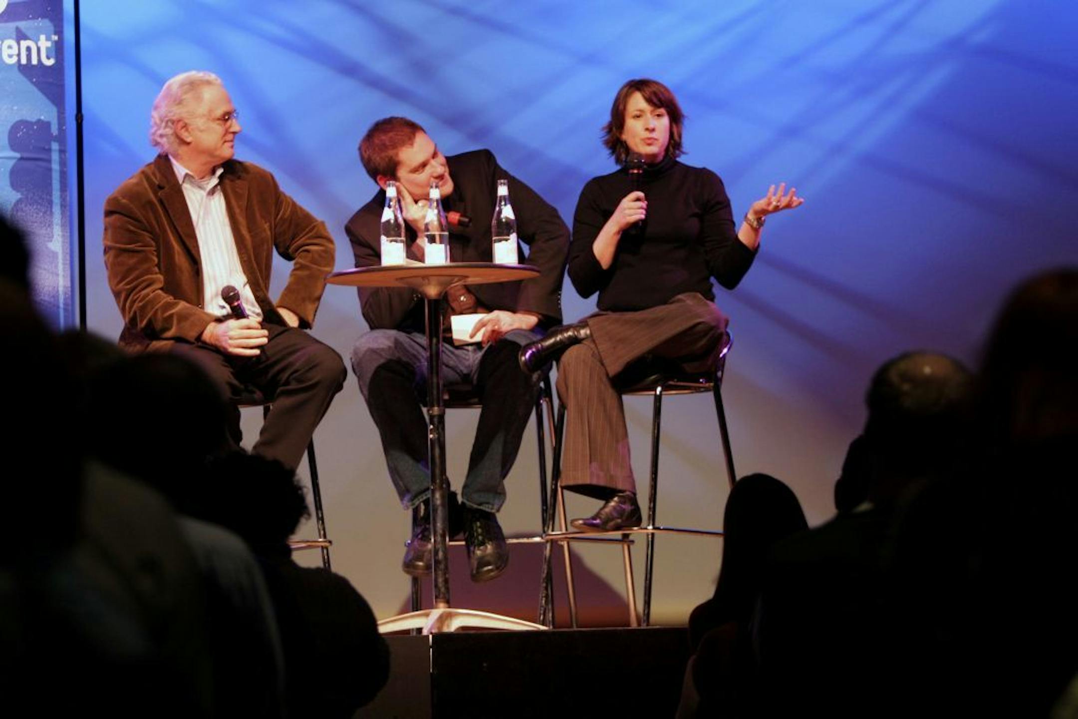 RENEE JONES SCHNEIDER � reneejones@startribune.com Author Tamara Draut talks about her book "Strapped: Why 20 and 30-somethings can't get ahead" during Policy and a Pint with MPR's Chris Farrell and Steve Seel Wednesday night at the Varsity Theater.