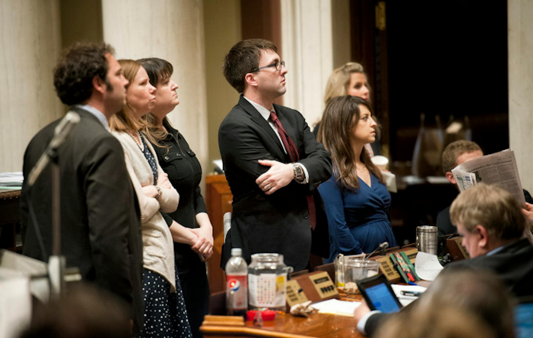 House GOP staff members watched the voting board as members defeated the bonding bill 76-56, it needed 81 votes to pass. Friday, May 17, 2013    ]   GLEN STUBBE * gstubbe@startribune.com