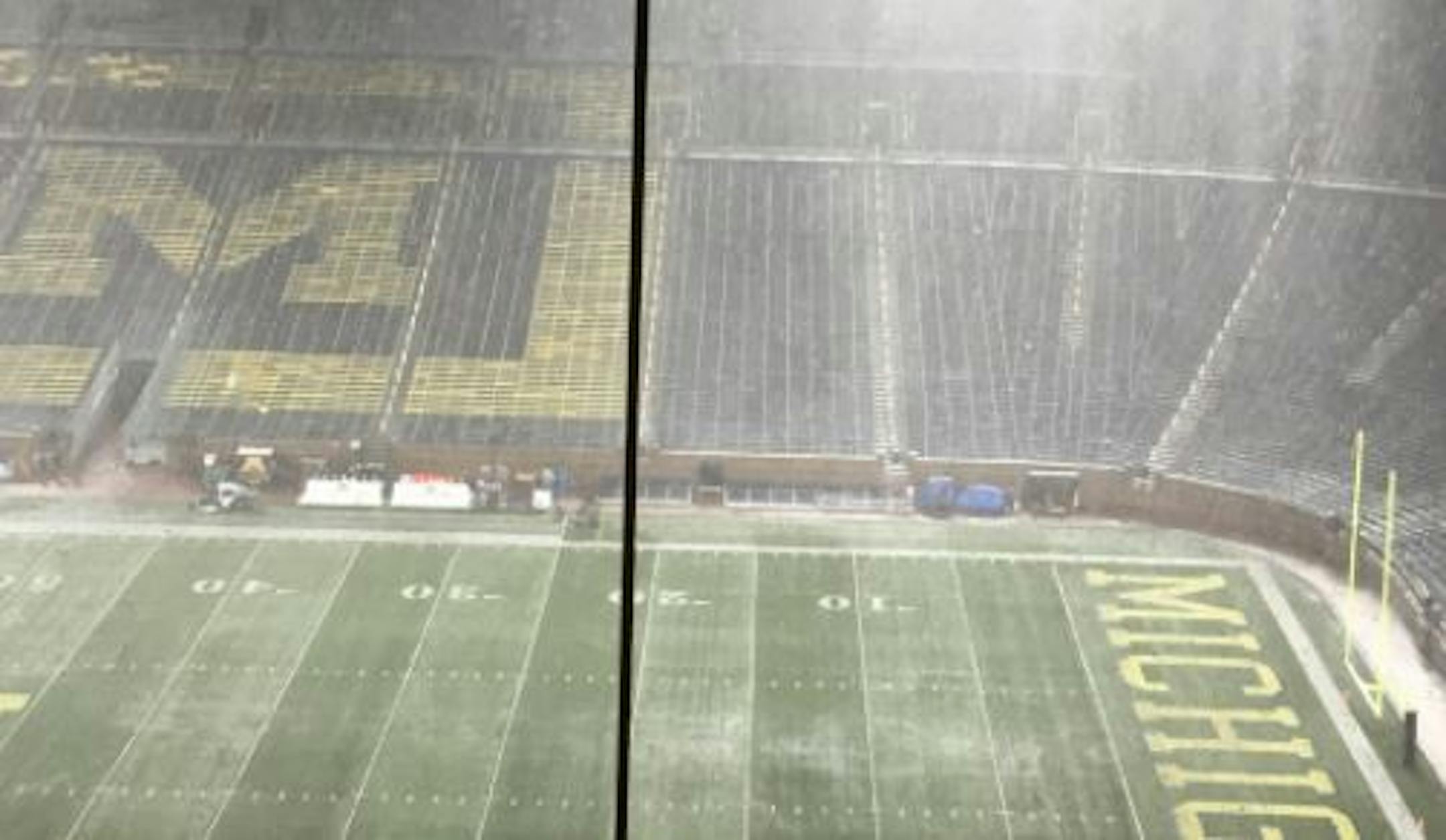Along with lightning, heavy rain was seen at Michigan Stadium on Saturday.