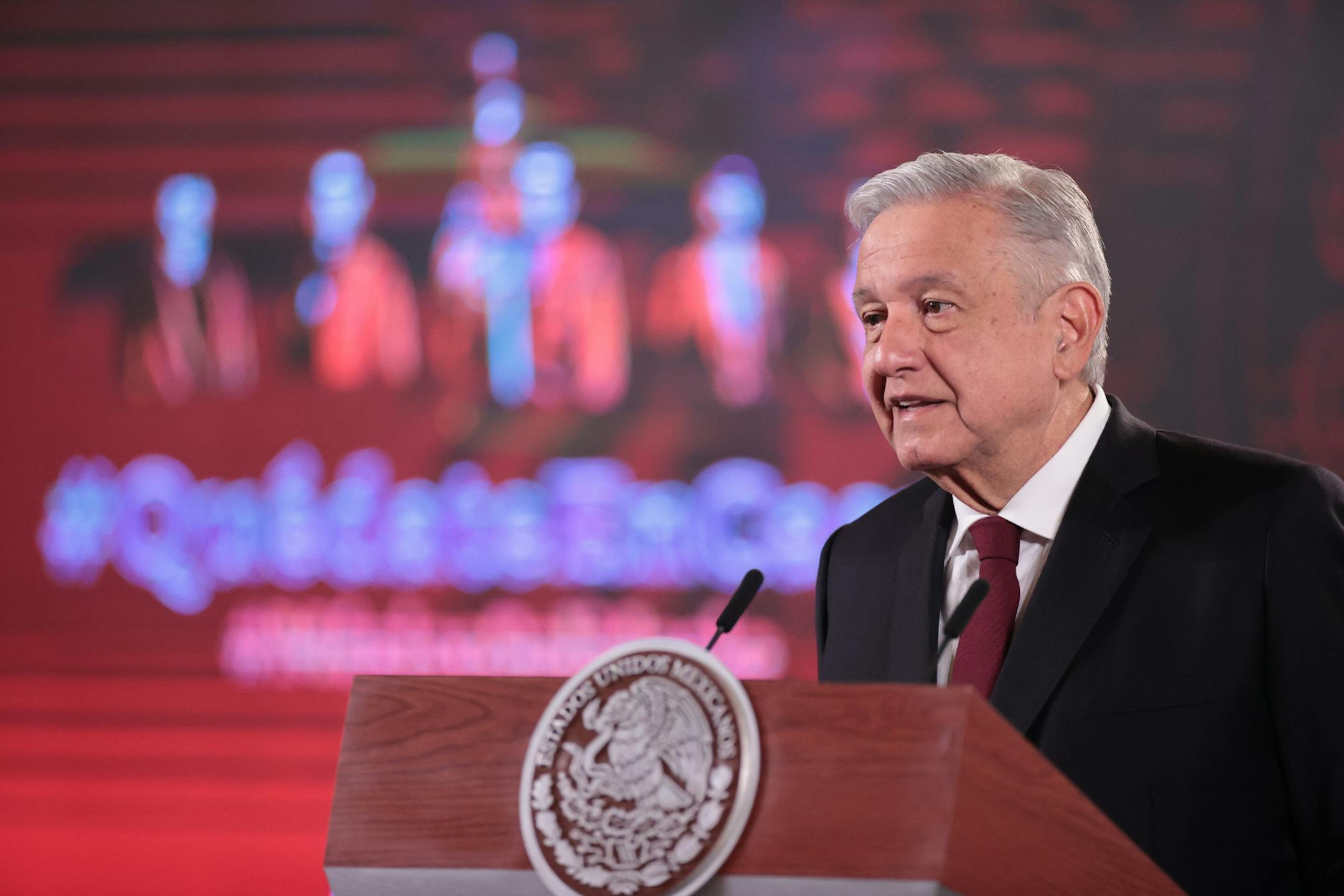 Mexico President Andrés Manuel López Obrador, speaking at a press conference at the National Palace earlier this month. The country on Wednesday reported the biggest quartrerly decline in economic output since the 1930s.