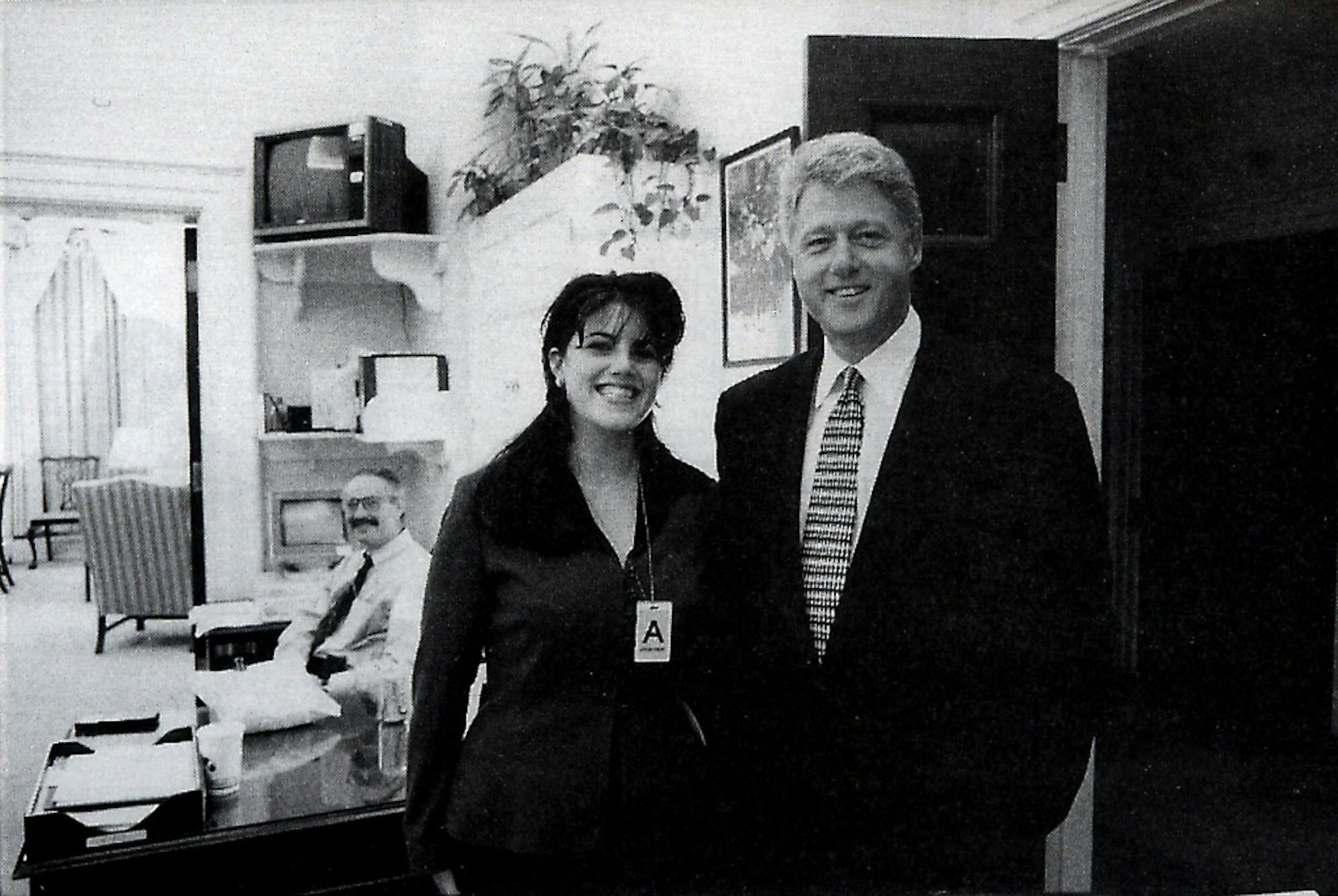 President Bill Clinton, in a 1995 photo with White House intern Monica Lewinsky.