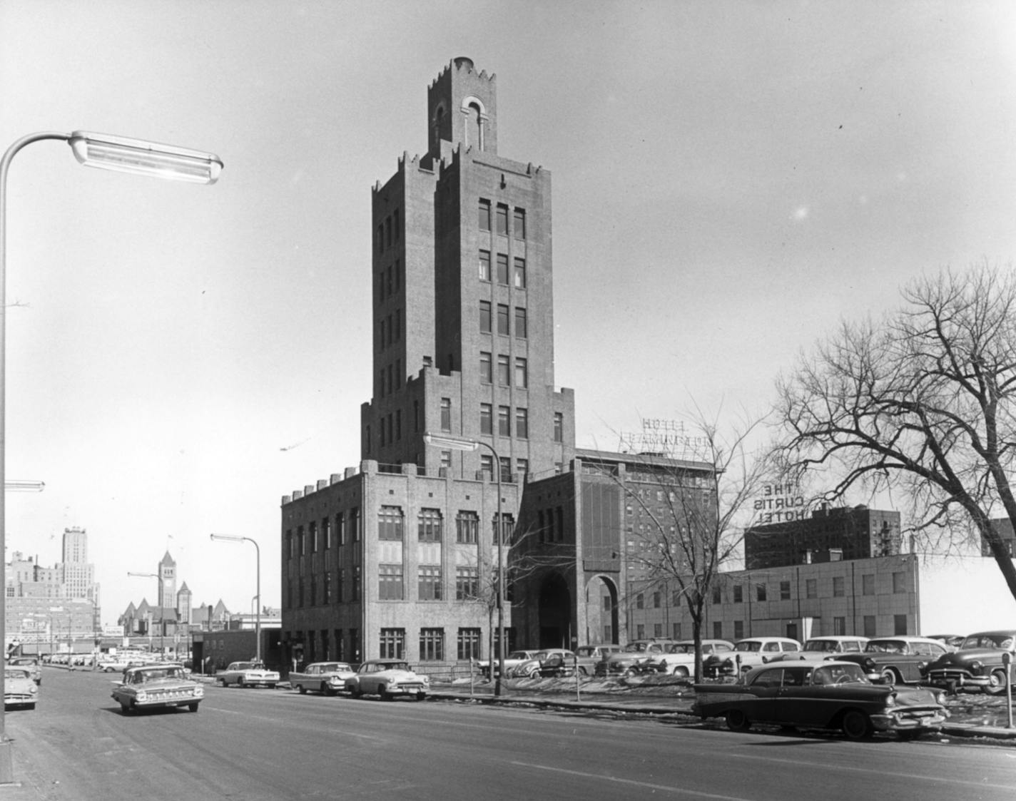 The Ivy Tower in 1960 was boarded up and had broken windows.