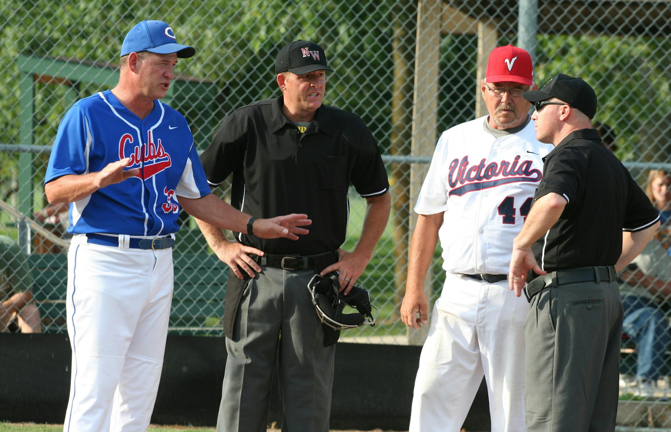 Town ball managers: Mike Poppitz, Victoria Vics; Bob Poppitz, Chaska Cubs. For Patrick Reusse column, Aug. 2014. Must credit photos as such: Eric Kraushar / Chaska Herald