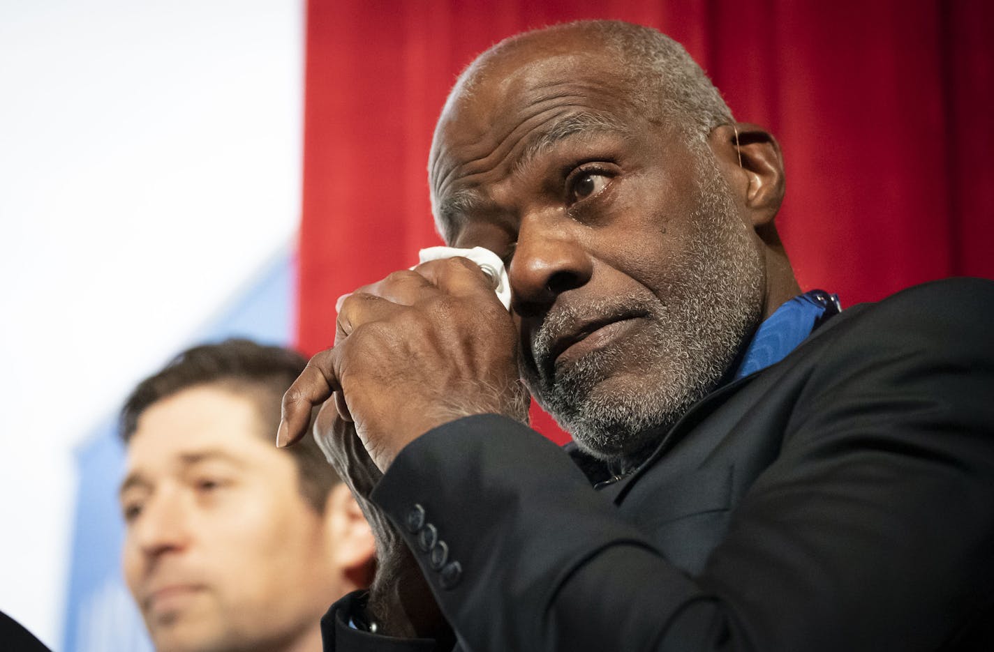 Justice Alan Page became emotional as the principal began talking about his late wife Diane Sims Page during a celebration for Page at Justice Page Middle School after he received the Medal of Freedom on November 19, 2018 in Minneapolis, Minn. ] RENEE JONES SCHNEIDER &#x2022; renee.jones@startribune.com