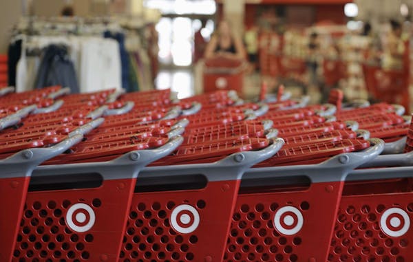 Rows of carts await customers at a Target store.