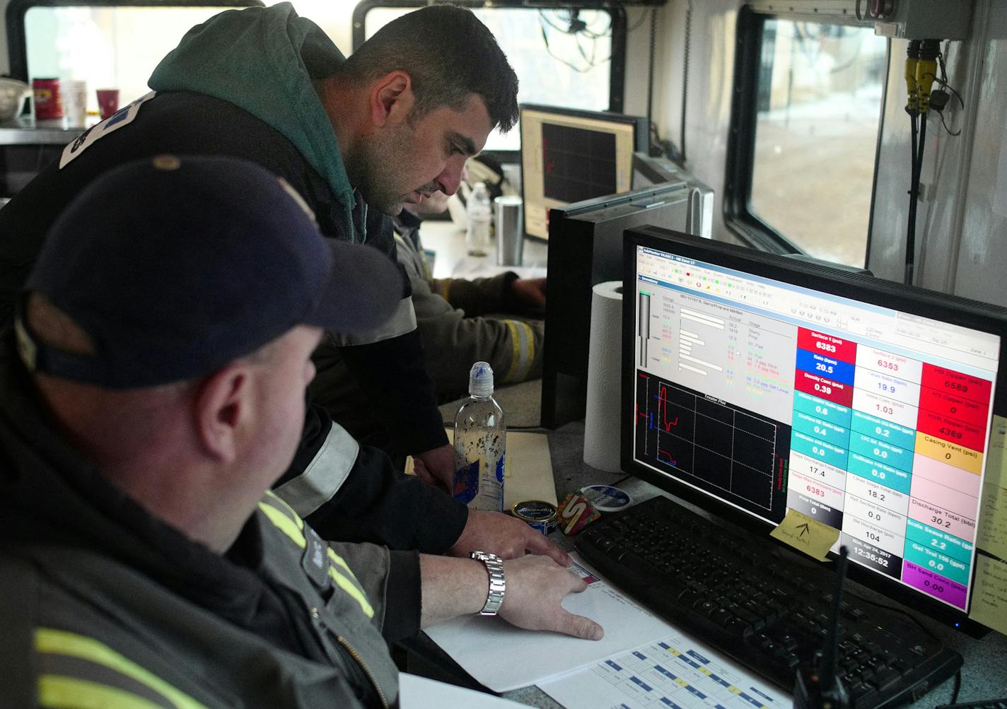 Workers sat staring at computer screens in the &#xcf;data van,&#xd3; a sort of command-post trailer at a &#xcf;completion site" where fracking allows the oil to be extracted. ] With the downturn, much of the industry&#xcc;s expensive fleet of rigs were idled. But sensing a recovery, WPX added a rig to drill for oil in 2017 .Richard Tsong-Taatarii&#xd4;richard.tsong-taatarii@startribune.com ORG XMIT: MIN1705241405520463