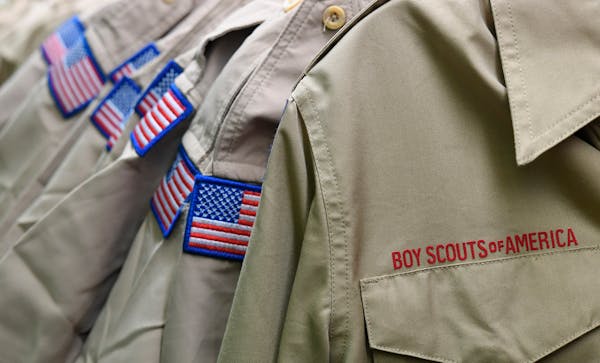 Boy Scout uniforms in the retail store at the headquarters for the French Creek Council of the Boy Scouts of America in Summit Township, Erie County, 