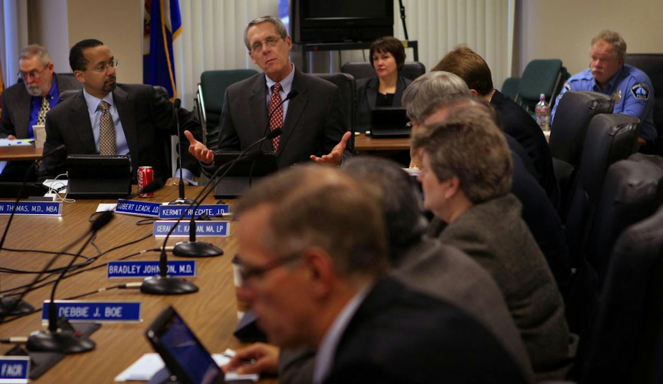 The 16-member Minnesota Board of Medical Practice holds quarterly meetings that are open to the public.