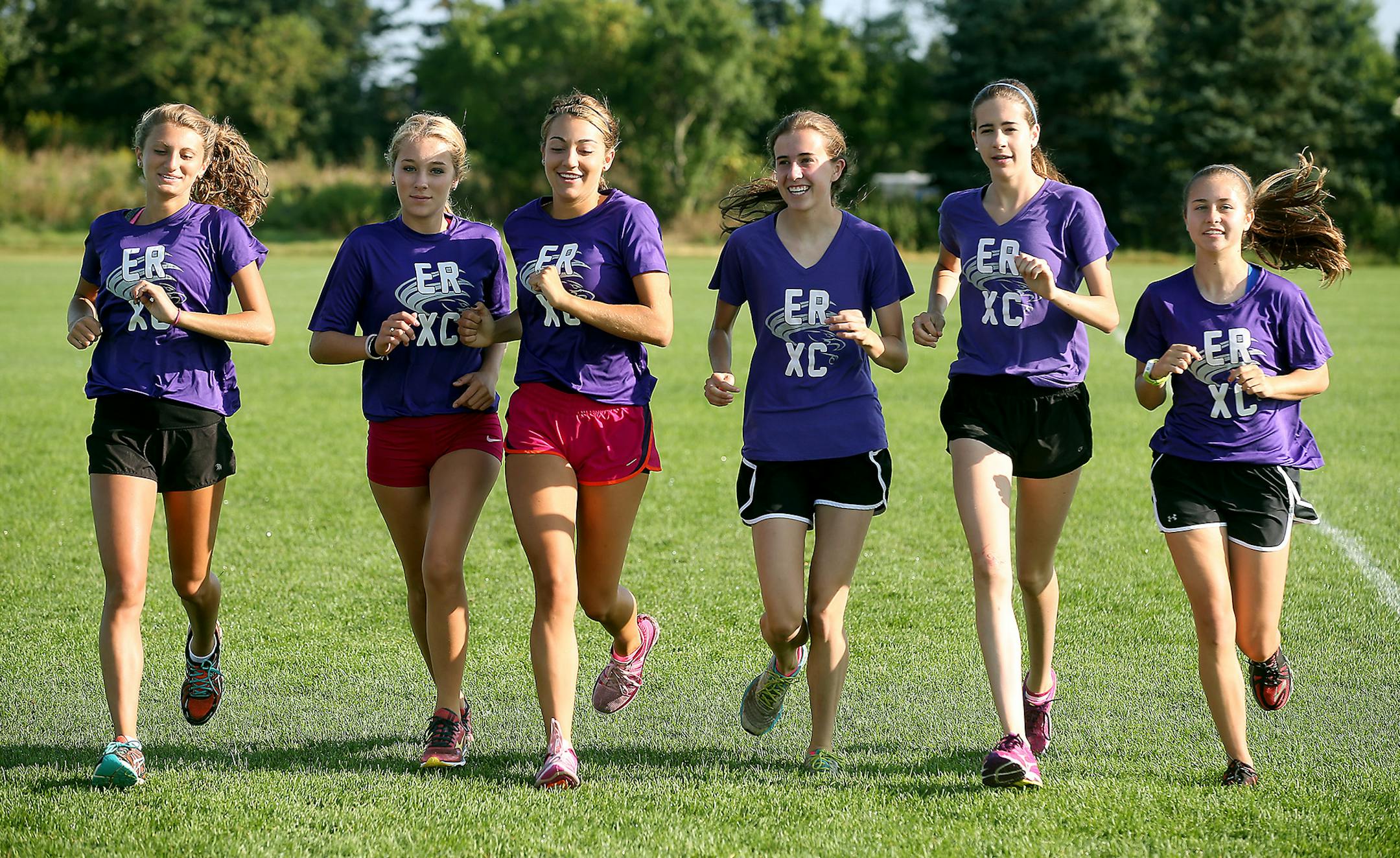 The East Ridge girls’ cross-country team, which placed second in the Class 2A meet last fall, hopes to reach state for the fifth time in the school’s six years of existence. (Elizabeth Flores/Star Tribune)