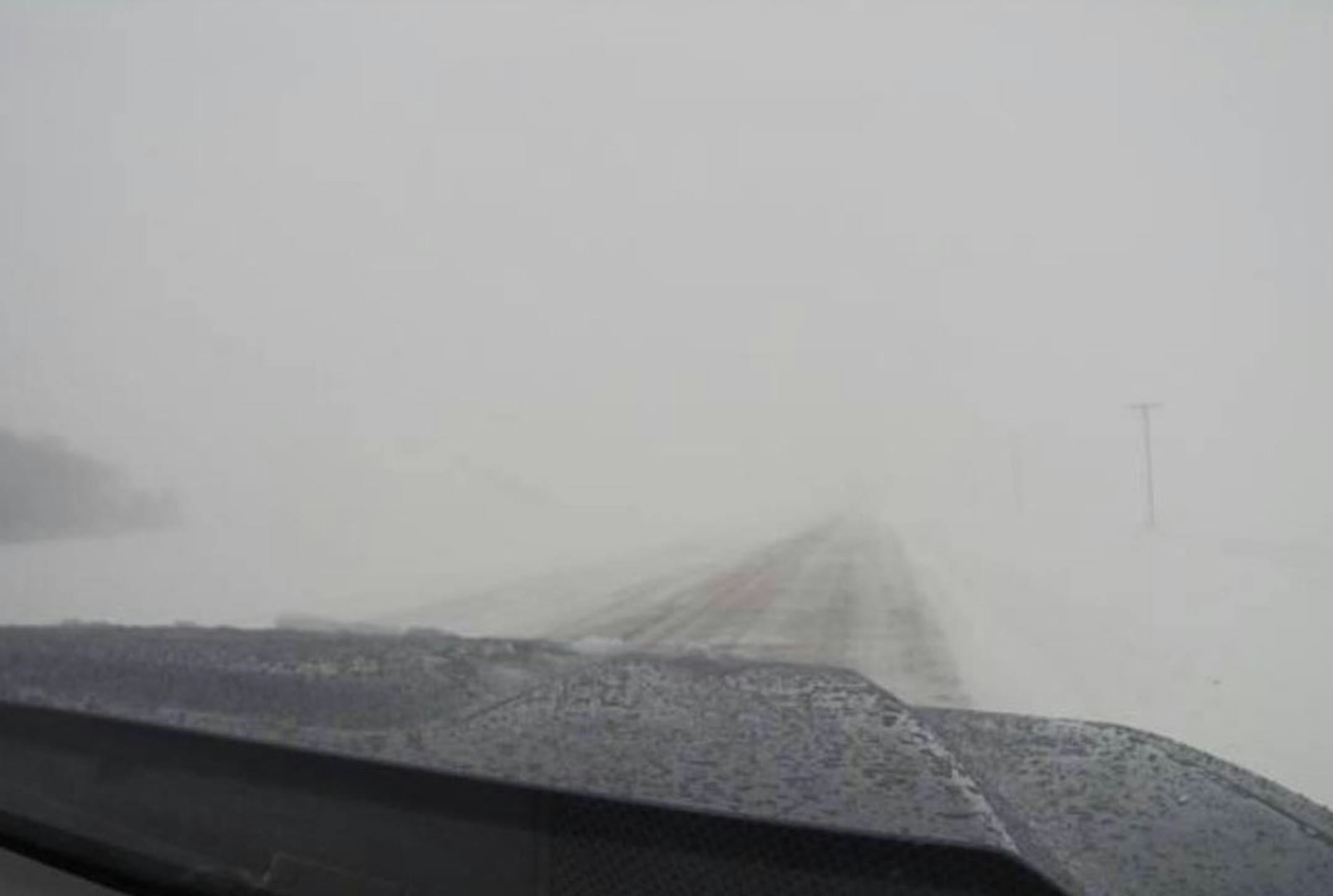 The view from a snow plow about 8 a.m. Saturday on Hwy. 4 between Trimont and St. James, via a Minnesota Department of Transportation plow cam.