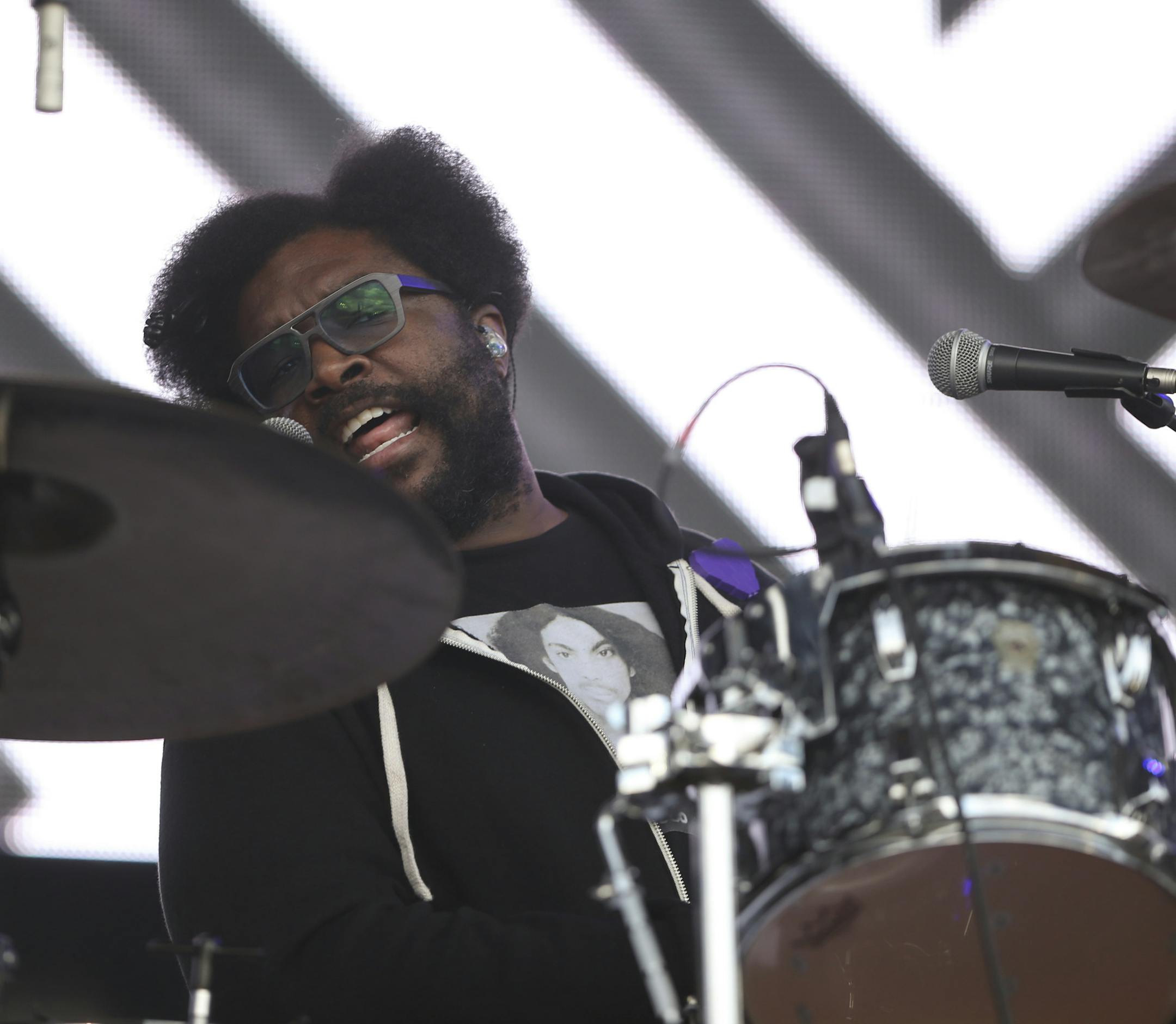The Rootsí drummer Ahmir ìQuestloveî Thompson on the Main Stage Sunday evening at Soundset 2016. ] JEFF WHEELER ï jeff.wheeler@startribune.com The ninth annual Soundset hip-hop festival took place in its new location at the Minnesota State Fairgrounds Sunday, May 29, 2016 in Falcon Heights.