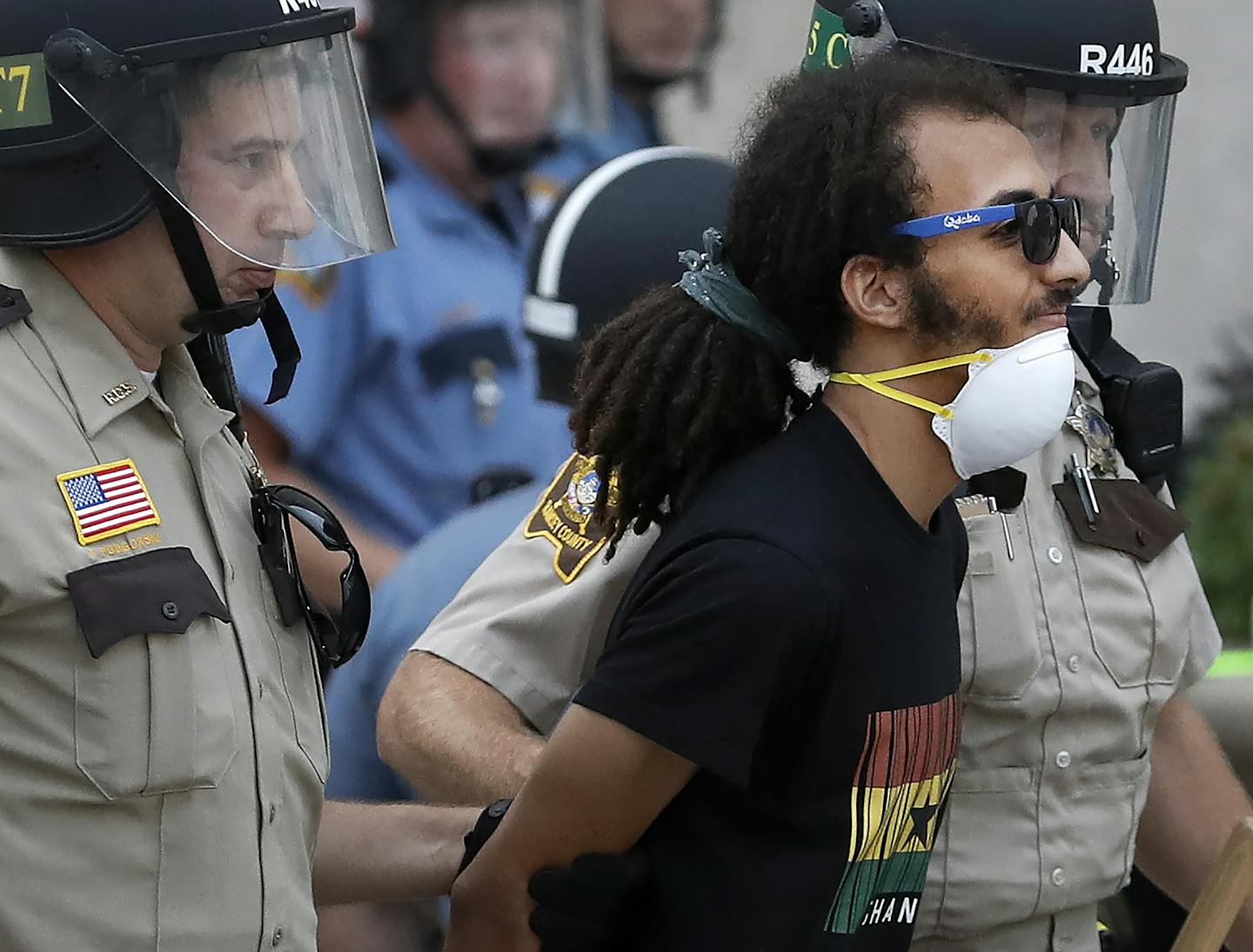 Law enforcement made an arrest during a protest at St. Paul City Hall/Ramsey County Court in St. Paul.