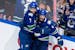 A goal by the Canucks' J.T. Miller (right, with teammate Carson Soucy) scored with 33 seconds remaining to lift Vancouver over Edmonton 3-2 in the Wes