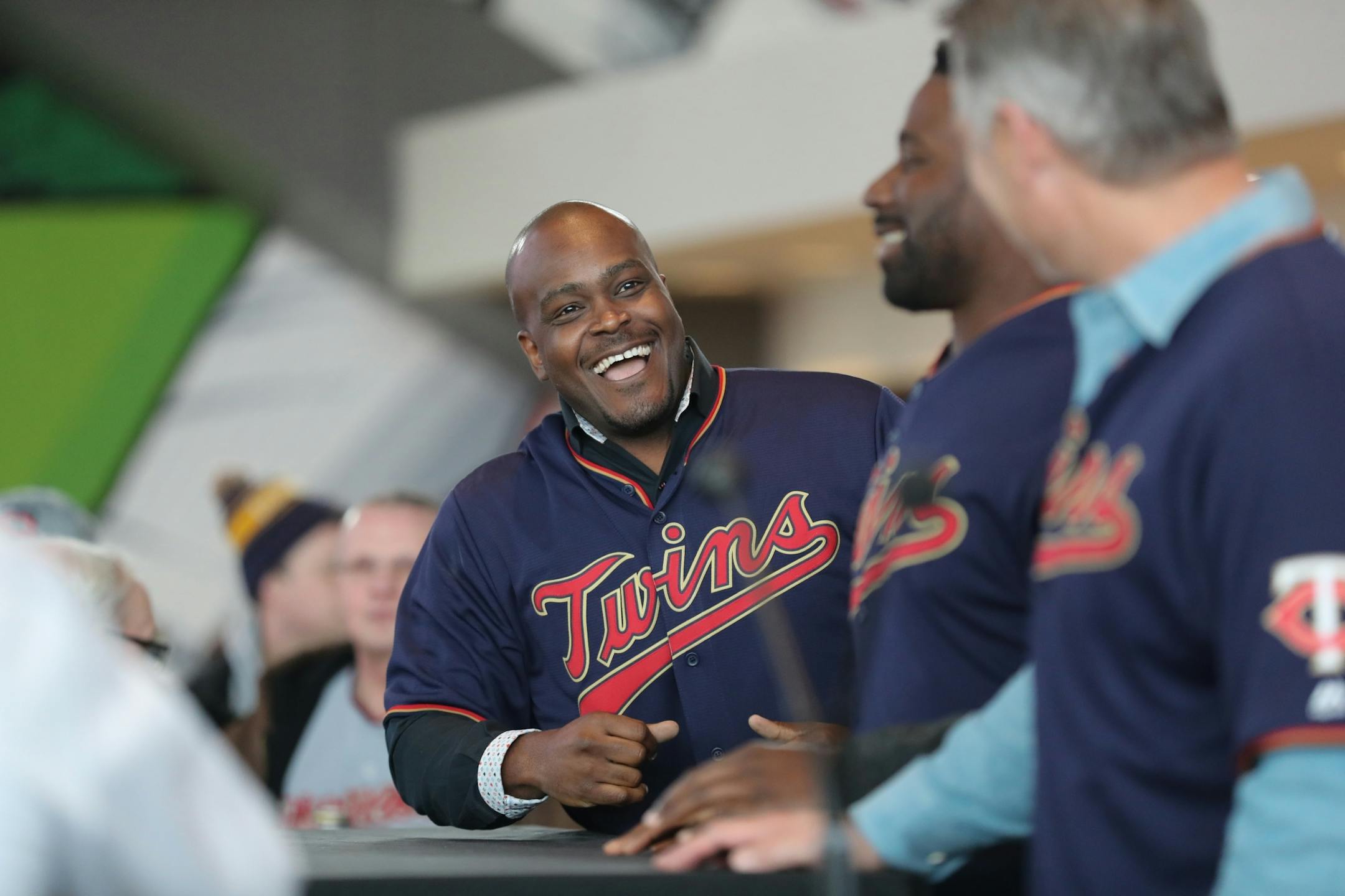 Twins batting coach James Rowson laughed during a game of "Fan Fued" at TwinsFest.
