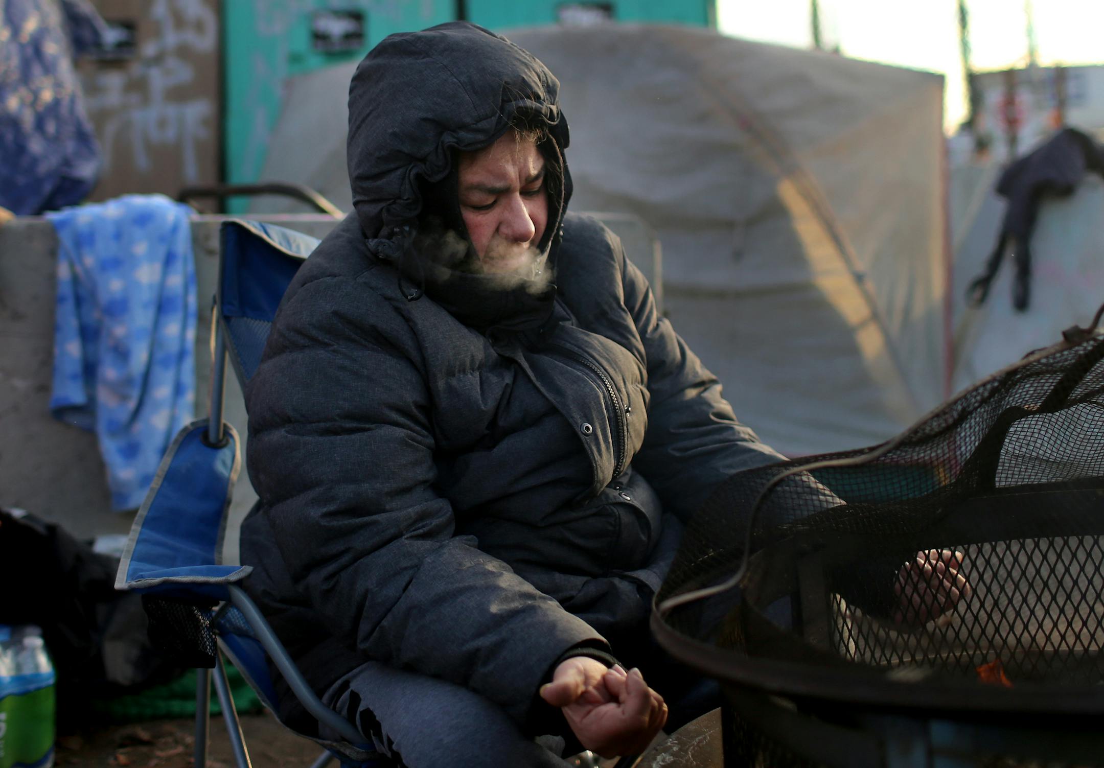Angie Morrow lives out of the back of a minivan and has sent her daughter to live with relatives, but she said it's "time to move on" when a space in a shelter opens up.