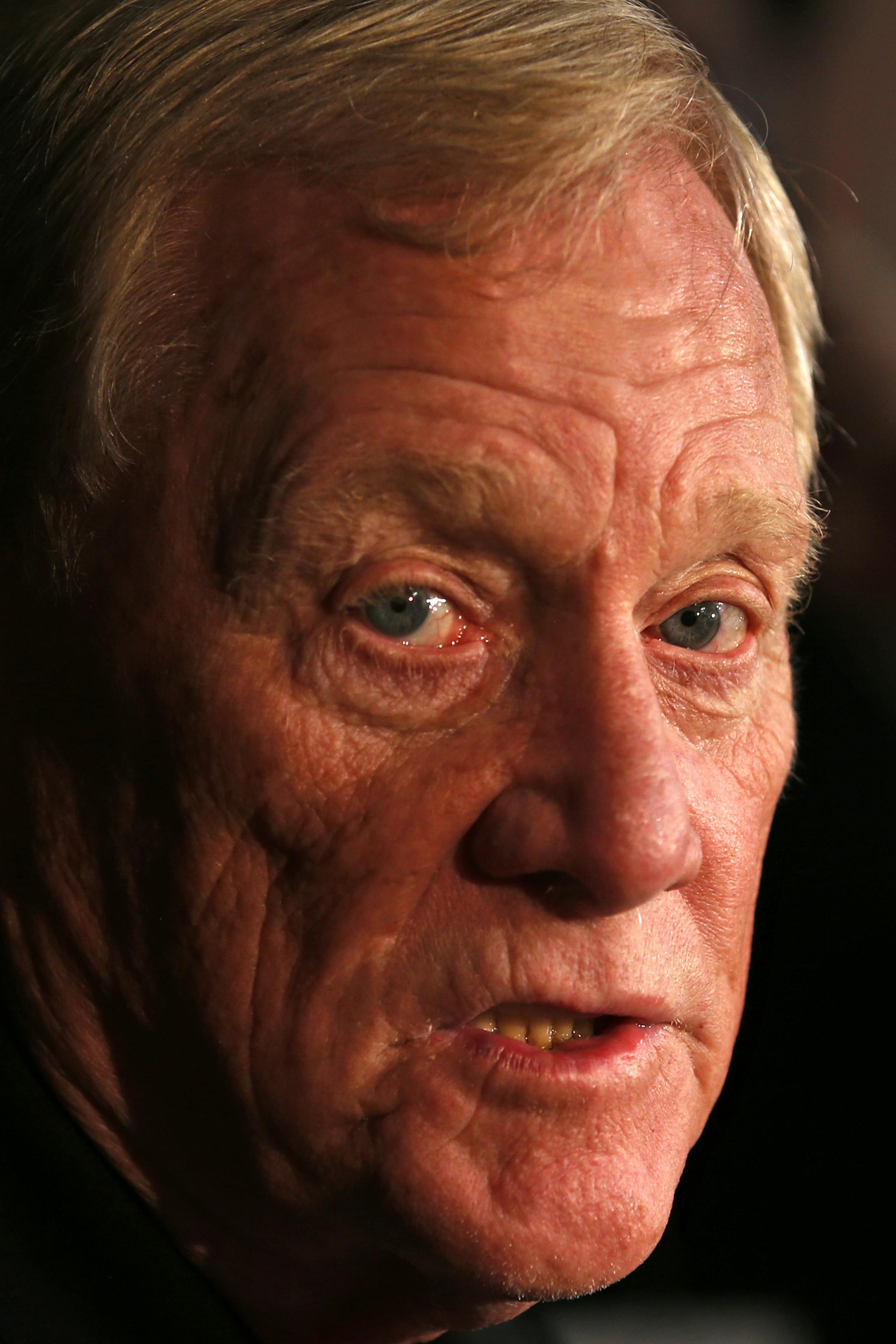 Pro Football Hall of Fame 2015 inductee Bill Polian attends a media availability in Canton, Ohio, Friday, Aug. 7, 2015. (AP Photo/Gene J. Puskar)