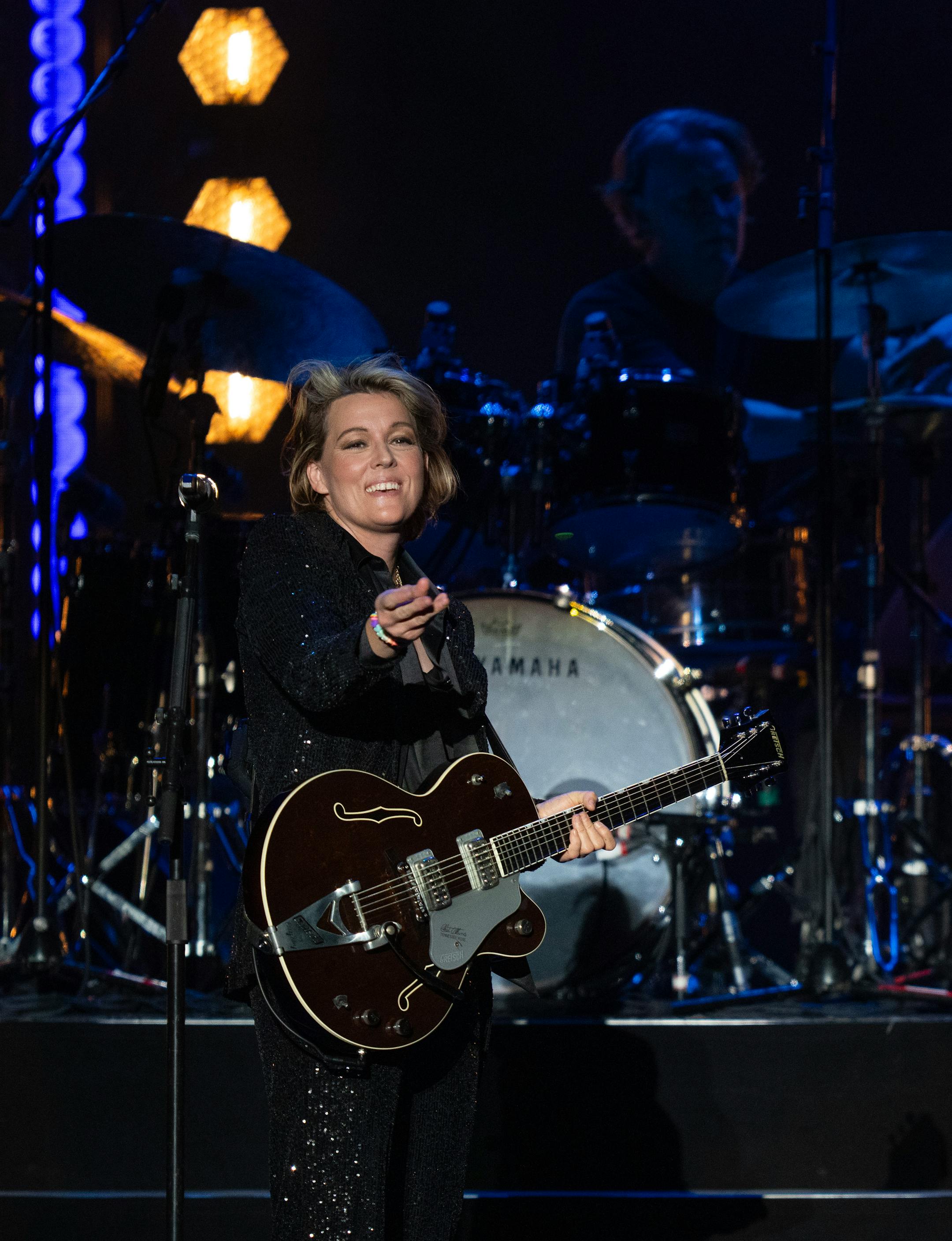 Brandi Carlile tossed her guitar pick into the audience early in her set at the State Fair Grandstand. With Wynonna Judd opening, Brandi Carlile headlined a sold out show at the State Fair Grandstand Tuesday night, August 29, 2023 in Falcon Heights.