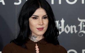 Tattoo artist Kat Von D posed for photographers during the presentation of her new line of makeup in Madrid, Spain, Oct. 7, 2015. On Friday, Jan. 26,