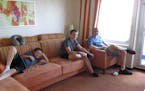 Lounging in the grand suite aboard the Carnival Vista.