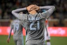 Minnesota United forward Christian Ramirez (21) was dejected following his team's 0-1 loss to the San Jose Earthquakes Saturday night.